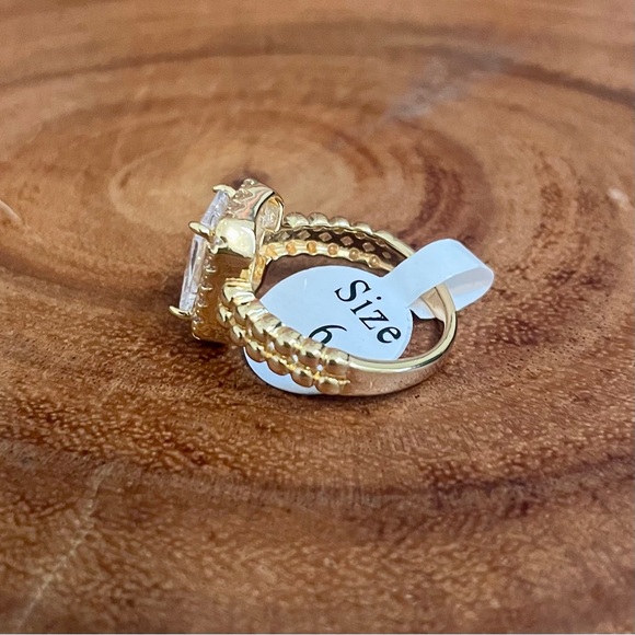 Emerald Cut CZ Engagement Style Ring 18K Gold Filled | Size 6 - Picture 5 of 9